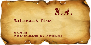 Malincsik Alex névjegykártya